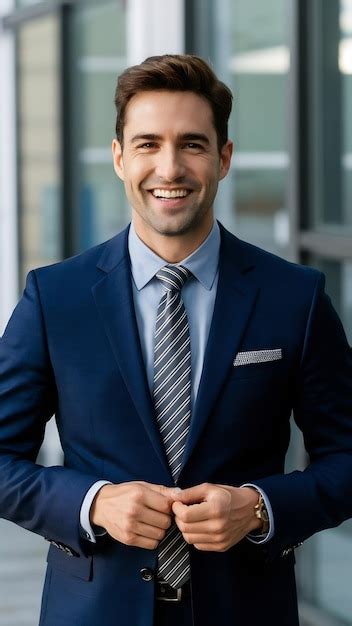 Premium Photo Portrait Of A Cheerful Businessman Dressed In Suit