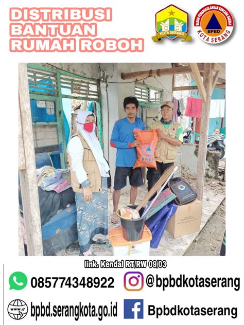 Memberikan Bantuan Logistik Korban Rumah Roboh BPBD Kota Serang