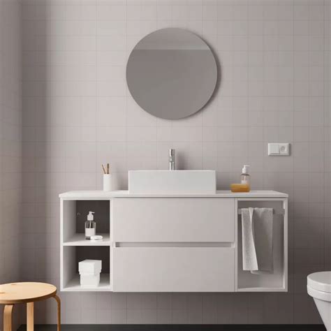 Mobile Bagno Sospeso Cm Bianco Opaco Con Vano A Giorno Toletta E