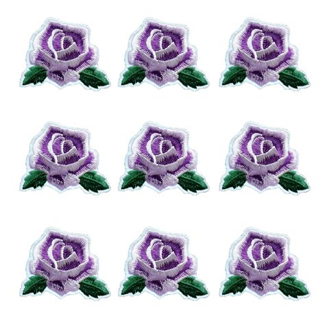 Zhutousan 50pcs Purple Rose Patches For Clothing Iron On Embroidered