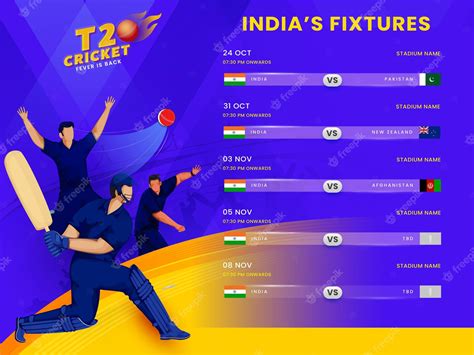 Premium Vector T20 Cricket Indias Fixtures Schedule With Faceless