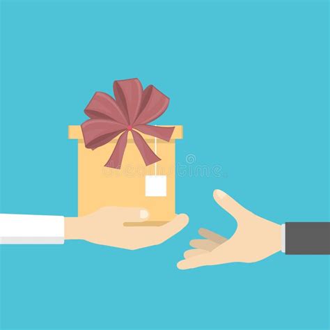 Man Giving A Gift Vector Sign Stock Vector Illustration Of Hands