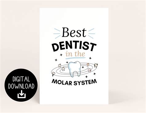 Dentist Day Cards, Best Dentist in the Molar System, Funny Printable
