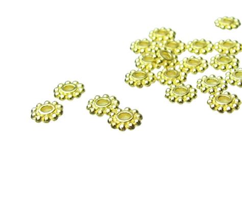 Gold Toned Daisy Spacer Beads 6 5mm Approx 90pcs My Beads