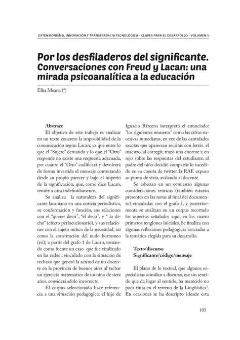 Pdf Por Los Desfiladeros Del Significante Conversaciones Con Freud Y