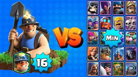 MINERO NV16 vs TODAS LAS CARTAS AL MÍNIMO Clash Royale YouTube