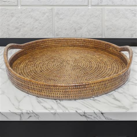 Rattan Island Rattan Morning Tray Set With Glass Insert Direct From