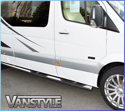 76mm Stainless Steel Side Bars 4x Steps Crafter Sprinter Lwb Vanstyle