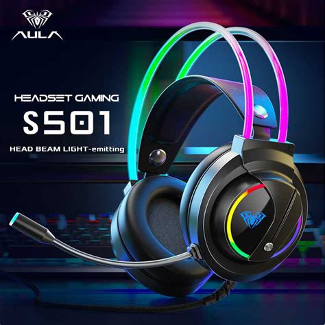 Jual Headset Gaming AULA S501 USB Streamer Light RGB Running