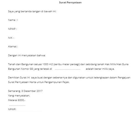 Detail Contoh Surat Pernyataan Kepemilikan Harta Koleksi Nomer 46