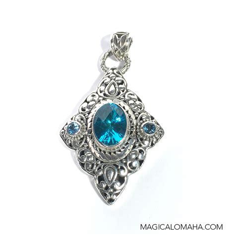 - 3 Stone Blue Topaz Pendant #Sarda-PDT-1