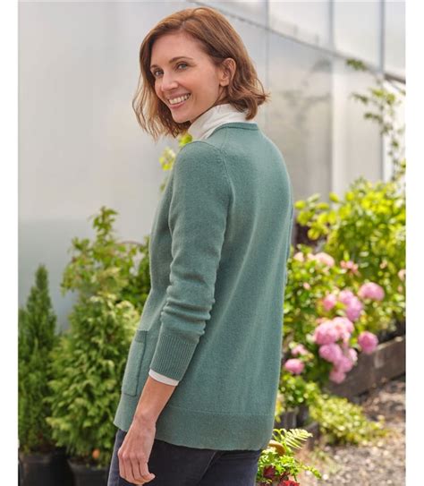 Sage Lambswool Ladies Crew Neck Cardigan Woolovers Us