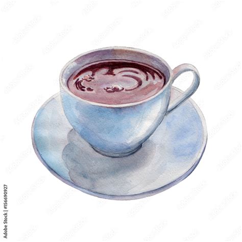 The tea cup isolated on white background, watercolor illustration in ...