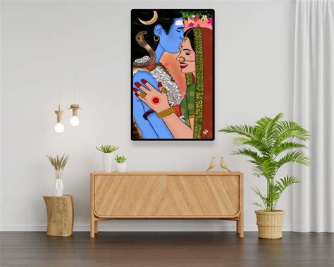 Painting of Lord Shiva and Parvati Religious Painting Wall - Etsy