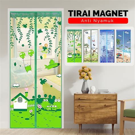 Jual Tirai Magnet Pintu Terbaru Anti Nyamuk Ukuran 90x210cm Bahan Serat