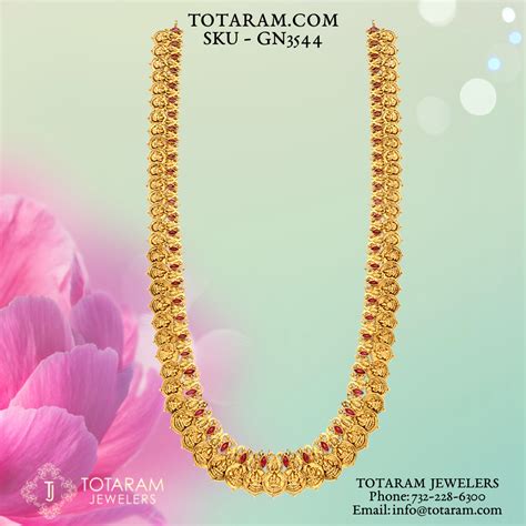 Gn K Gold Lakshmi Kasu Long Necklace Kasulaperu With