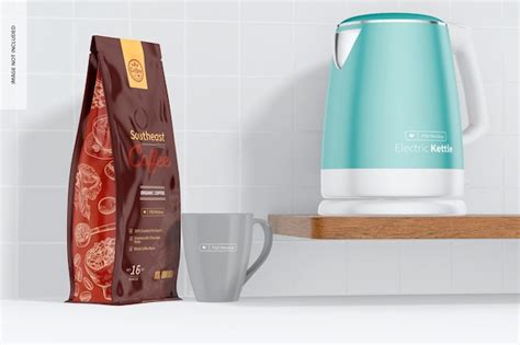 Premium Psd Electric Kettle Mockup On Shelf