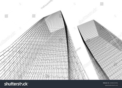 Abstract Futuristic Buildings Architectural Vector Drawing Stock Vector ...