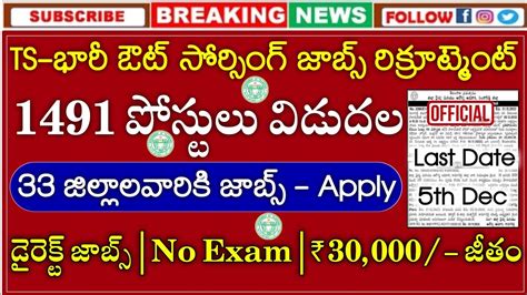 TS 1491 పసటల భర ఔట సరసగ జబస Outsourcing Jobs In