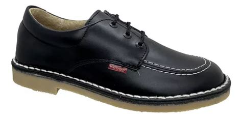 Zapato Escolar Para Niño De Piel Suela Goma Negro Rilo 6813