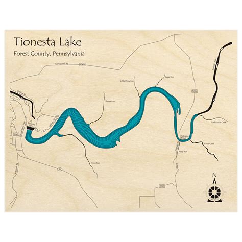 Tionesta Lake 3D Custom Wood Map – Lake Art LLC