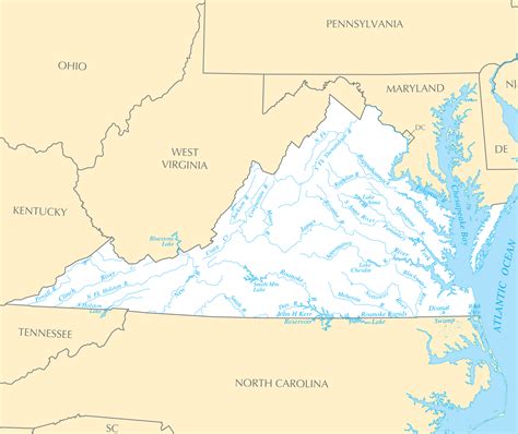 Virginia Rivers And Lakes • Mapsof.net