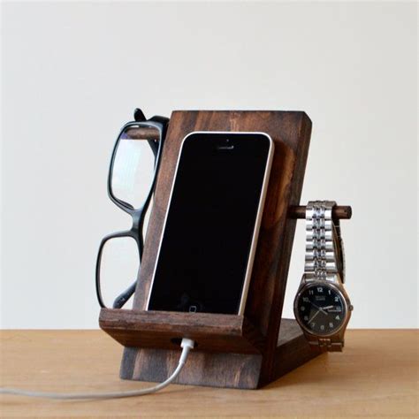 Phone Stand And Organizer Dark Finish Wood Phone Stand Diy Phone