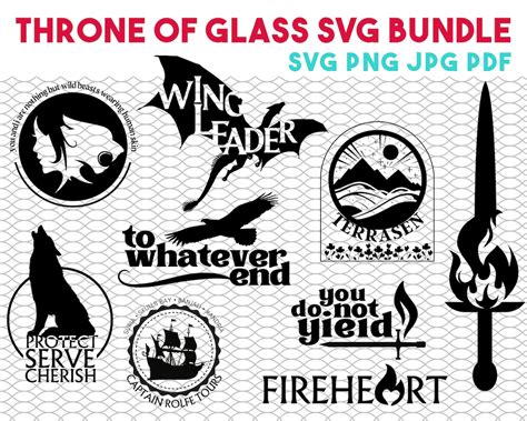 Throne Of Glass Svg Bundle Files For Cricut Throne Of Glass Merch Etsy