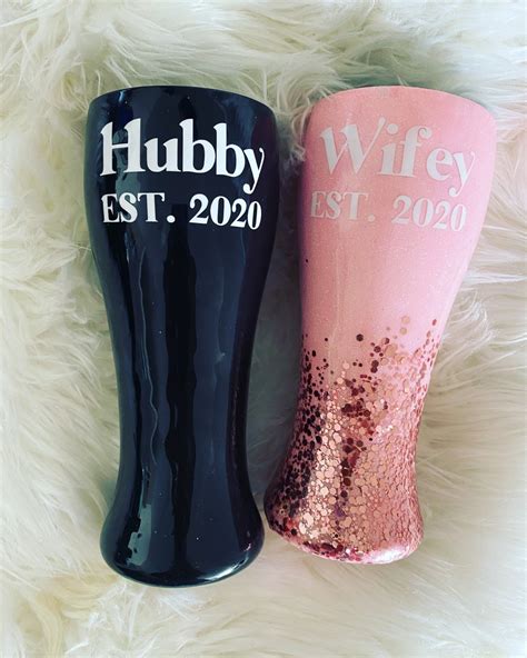 Wifey And Hubby Matching Tumblers Wedding Cups Bride And Etsy