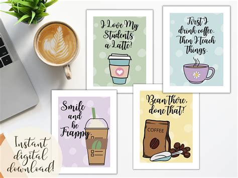 Coffee Poster Prints For Teachers Printable Classroom Poster Set Latte