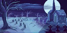 Graveyard Pixel Art Horror Halloween Digital Art, Dragon Tattoo Art ...