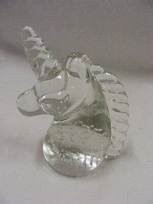 Vintage Glass Unicorn Head Figurine Small Paperweight | eBay