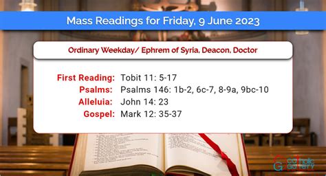 Daily Mass Readings For Friday 9 June 2023 Catholic Gallery