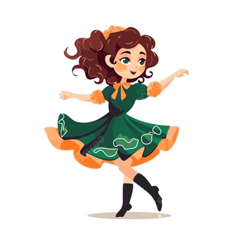 irish dance vector sticker clipart cartoon girl dancing   irish
