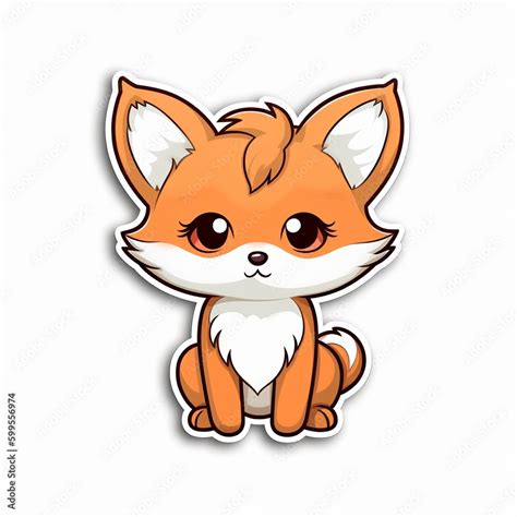 ภาพประกอบสต็อก A Cute Chibi Fox Sticker With A White Background