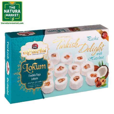 Ugurlu Pasha Turkish Delight Coconut Covered With Hazelnut Oz