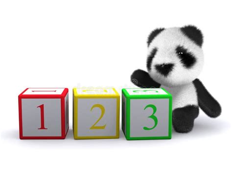 3d Baby Panda Bear With A Question Mark Stock Illustration