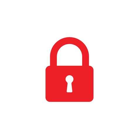 Eps10 Red Vector Security Padlock Solid Art Icon Isolated On White