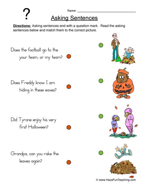 Asking Sentences Worksheet 1