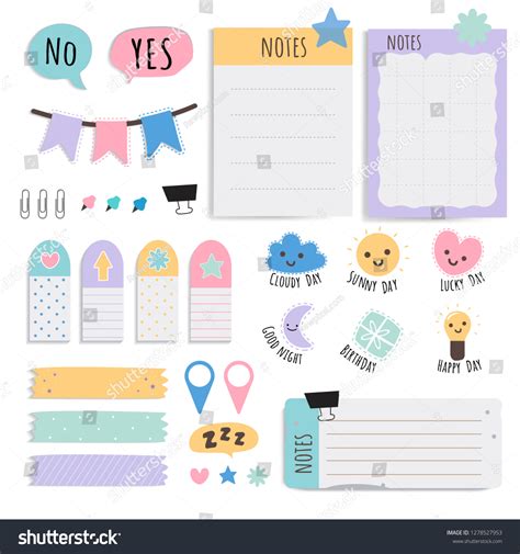 Cute Sticky Note Papers Printable Set