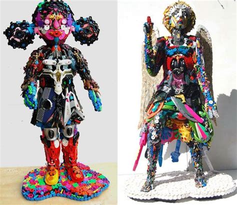 Recycled Art Toy Sculptures Via Discarded Plastic Item Design Swan