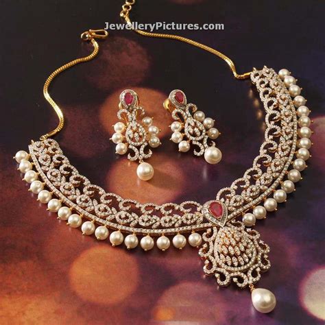 Pearl Diamond Necklace Designs Jewellery Designs