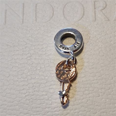 Pandora Jewelry Authentic Pandora Twotone Key Sliding Heart Dangle