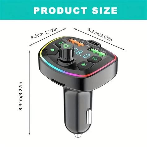 Car Bluetooth 5 0 FM Transmitter PD 18W Type C Dual USB 4 2A Fast