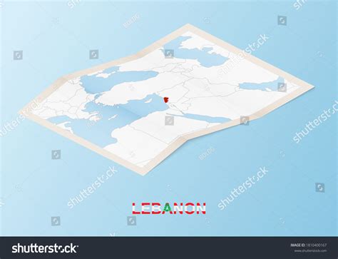 Folded Paper Map Lebanon Neighboring Countries Stock Vector (Royalty ...