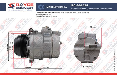 Compressor Modelo Denso 7SB16C Mercedes Benz R170SKL CLK430 Sprinter