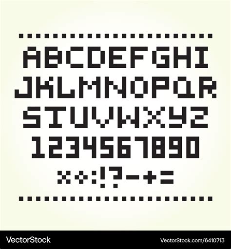 Pixel Art Style Font Isoliert Lizenzfreies Vektorbild