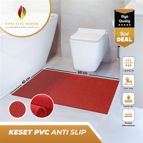 Promo Keset Karpet Karet Anti Slip Kamar Mandi 40 X 60 Biru Jakarta