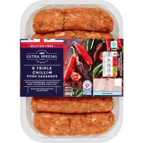 ASDA Extra Special 10 Triple Chilli Pork Sausages 667g Compare