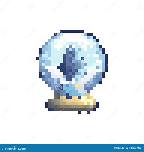 Pixel Art Crystal Ball Isolated On White Background 8 Bit Vector